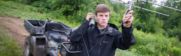 Student using research equipment 