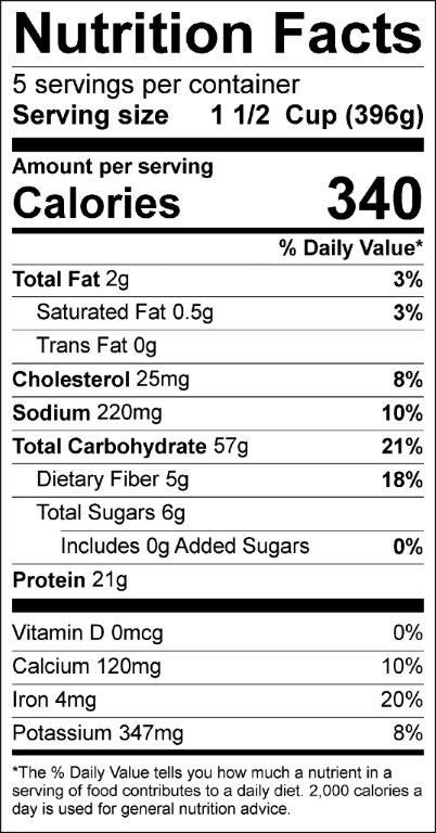 Nutrition Facts Label Tex-Mex Skillet