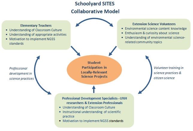 A graphic outlining the structure of the Schoolyard SITES colaboration