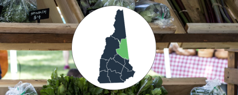 vegetables at a market with a map of  Carrol County