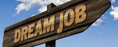 Wooden sign that says Dream Job