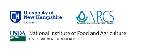 University of New Hampshire Extension logo, NRCS logo, USDA National Institute of Food and Agriculture logo