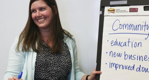 a woman facilitating a meeting