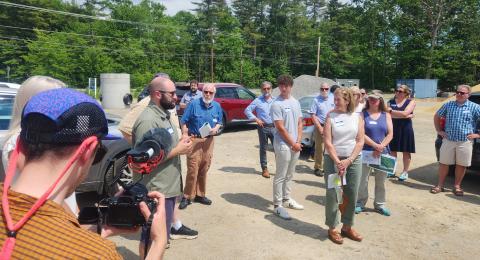 Nate Bernitz addresses the group at the Gateway at Exeter development site