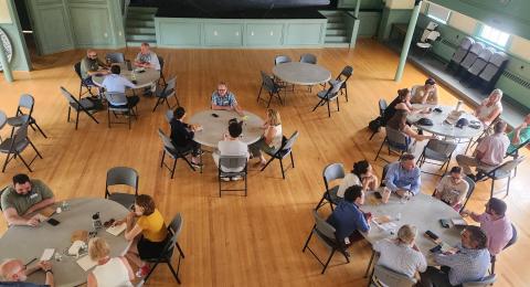 Small groups problem-solving in Exeter town hall