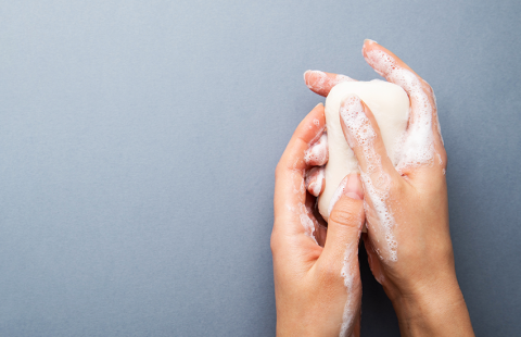 Hands rubbing soap