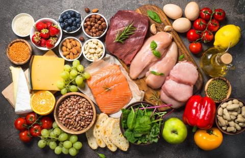 Balanced diet of meat, fish, nuts, beans, eggs, fruits and vegeetables.