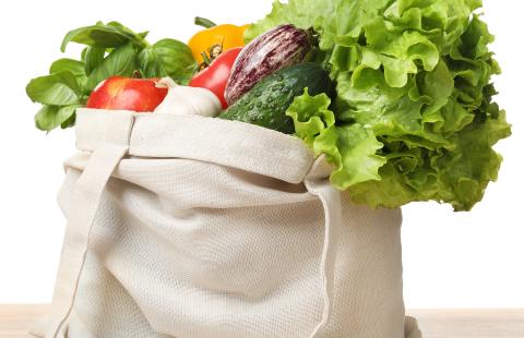 canvas reusable bag filled with produce