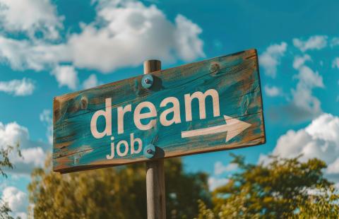 Wooden sign that dream job