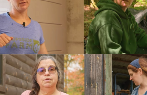 4 people in a farm setting