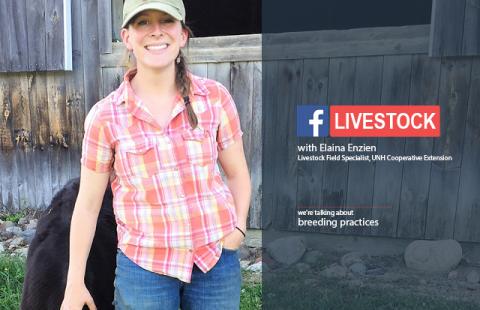 Elaina Enzien standing next to a barn with livestock 