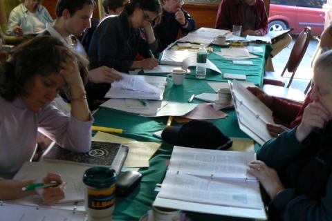 people studying at a table 