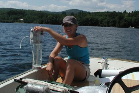 woman collecting water samples