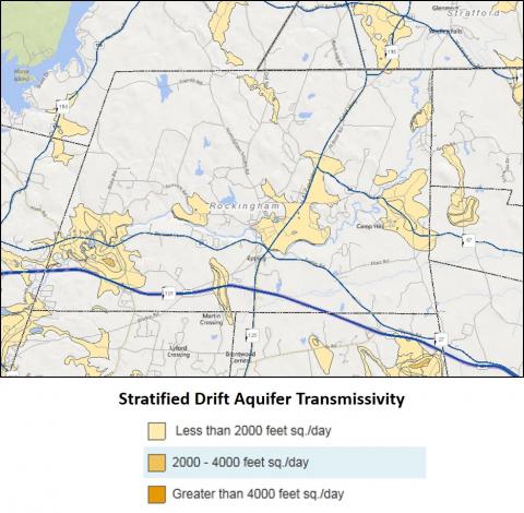 map of Stratified drift aquifer transmissivity 