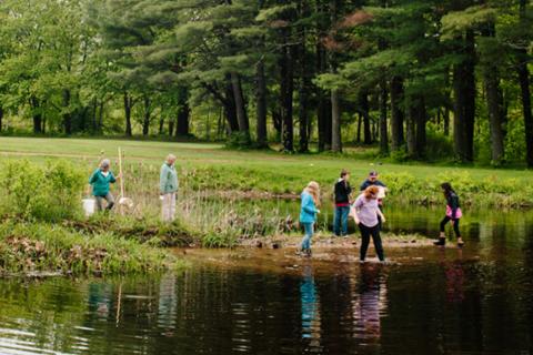 group of people at NH pond