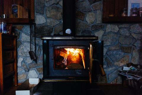 wood stove in a home
