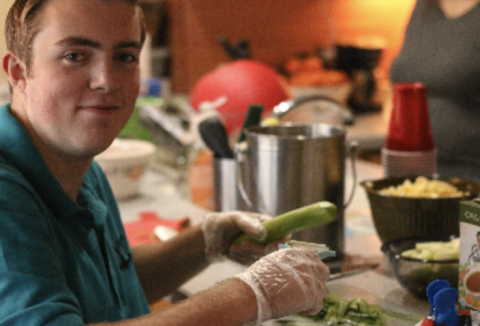 Young man preparing food
