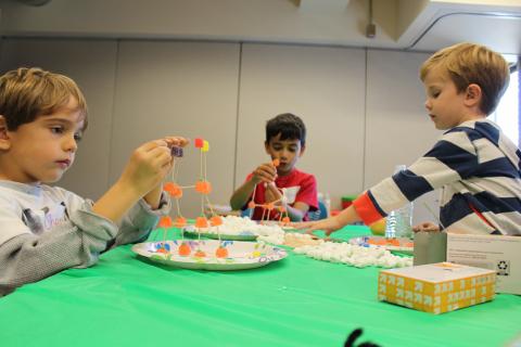 Kids working on a science project.
