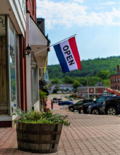 open flag in New Hampshire Town