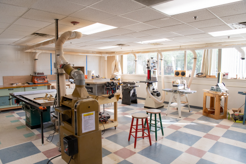 Artist workspace with machinery