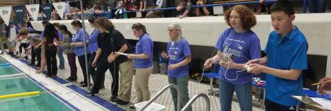 students testing their seaperch rovers