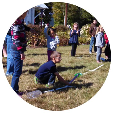 STEM students shooting rocket