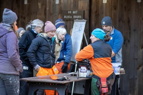 participants at the chainsaw workshop