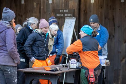 participants at the chainsaw workshop