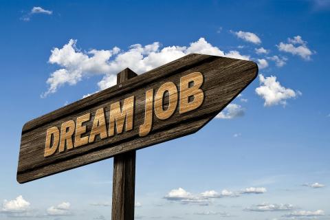 Sign with the words dream job,