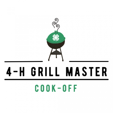 green grill illustration and text "4-H grill master cook off" logo
