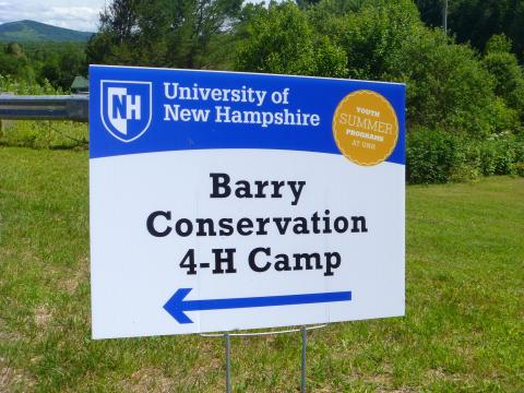 A direction sign for Barry Conservation Camp.
