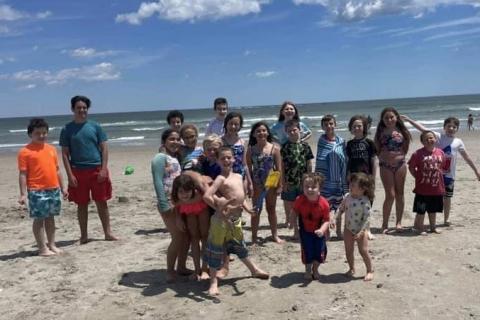 4-H Club group on beach