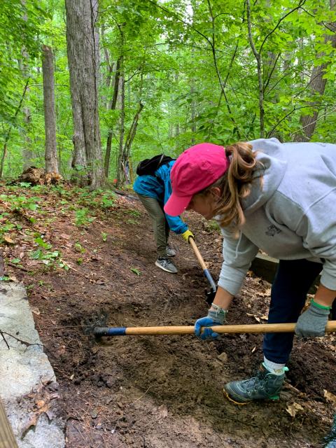 Interns doing trail work