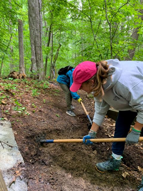 Interns doing trail work