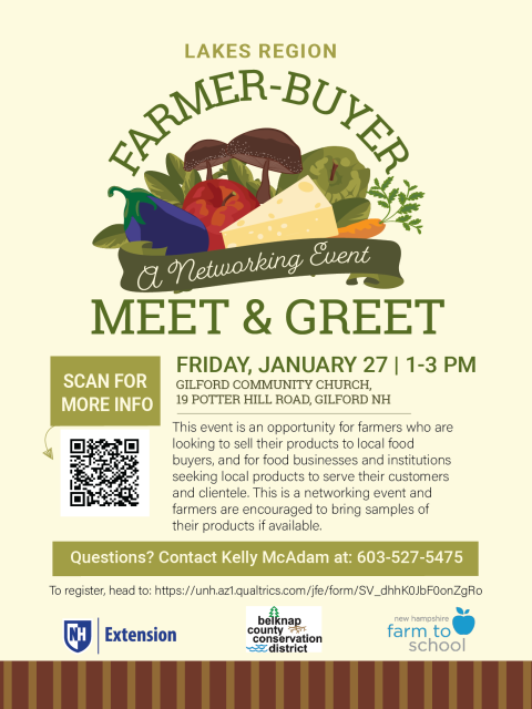 Poster for Lakes Region Farmer-Buyer Meet & Greet Event