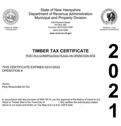 example timber tax certificate