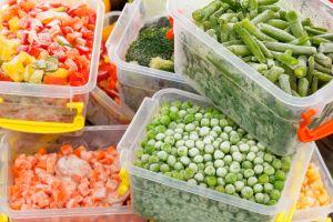 frozen vegetables in plastic containers