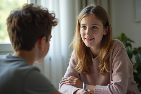 youth male talking to a counselor