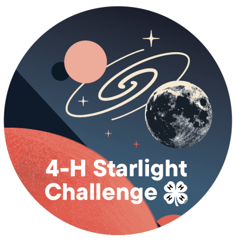 4-H Starlight Challenge Patch, moon, galaxy swirl, stars