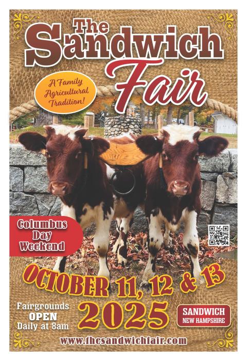The Sandwich Fair 2025 brochure cover, two working steer in yoke