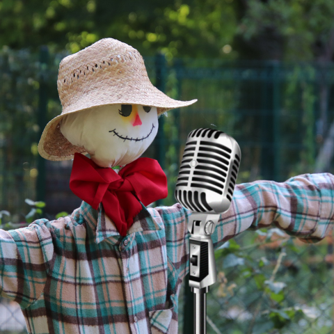 scarecrow with microphone