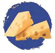 Two wedges of swiss cheese.