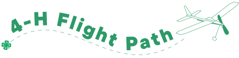 line drawing of model airplane with text 4-H Flight Path