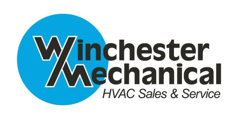 Graphic black text logo over a blue circle for Winchester Mechanical