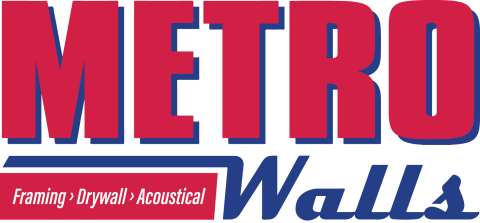 Red and Blue graphic text logo for Metro Walls