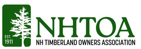 Green background and white tree logo for New Hampshire Timberland Owners Association