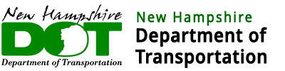 New Hampshire Department of Transportation logo large graphic green DOT with the fill of the O using the outline of the man in the mountain geological formation