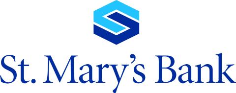 St Mary's Bank logo with graphic S using interlocking bright and navy blues