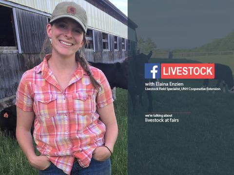 Elaina Enzien standing next to a barn with livestock