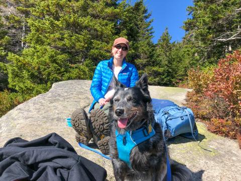 Rebecca DiGirolomo on a hike with her dog